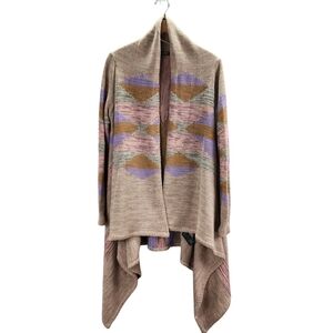 Geometric Patterned Sweater - Tan, Purple, Brown